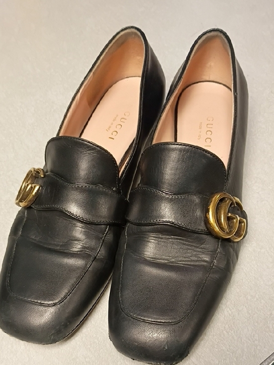 Gucci Shoes - Gucci Black Leather Loafers with Gold GG Bit